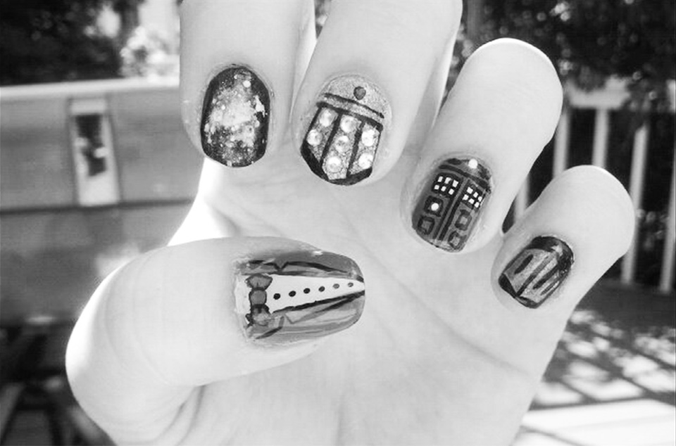 Nail painting inspired by Doctor Who.