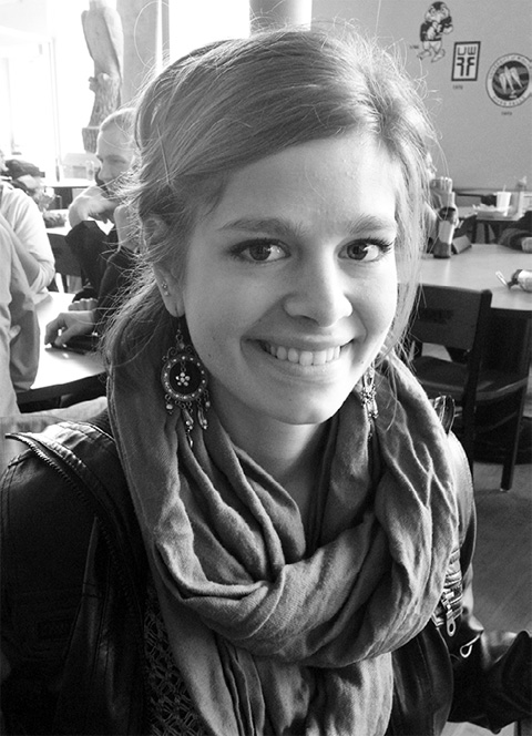 Maryn Feyereisen, a junior at UW-River Falls, models her scarf.