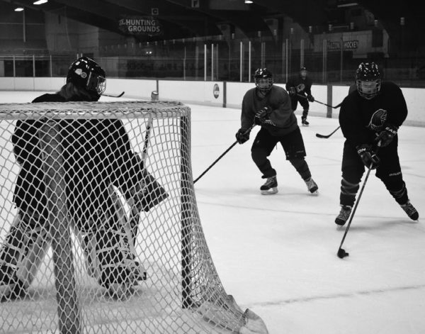 Women's hockey team at practice