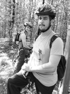 Members of the Falcon Outdoor Adventures mountain biking the Lebanon Hills trails in Eagan, Minnesota, on Saturday, Oct. 11.