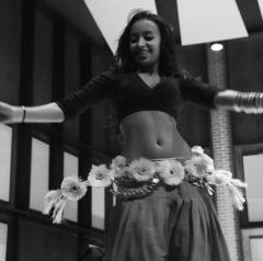 An Ethiopian dancer has the crowd clapping and cheering at "Africa Night" in the Kleinpell Fine Arts building on Friday, Feb. 27.