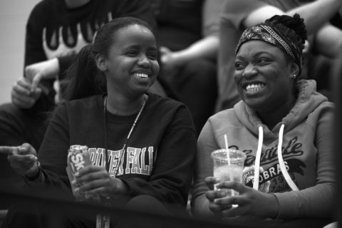 Ibrahim has made a few Muslim friends in her dorm and has met other friends through the Pathways and Aspire programs, such as Stella Folly, right, also a freshman.