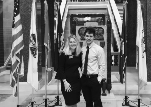 Rosie Pechous and Evan Pankow stand in the Wisconsin Capitol Building rotunda. (Photo courtesy of Rosie Pechous)