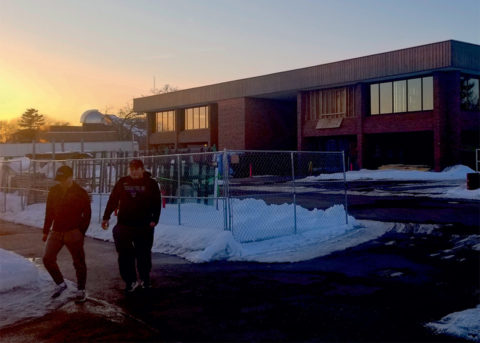 The sun sets on the Rodli construction site. (Dawson Flaherty/Student Voice)