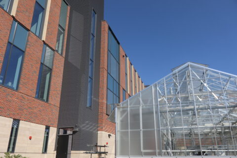 The Science and Technology Innovation Center houses a new greenhouse at the rear of the building. This will allow students to study biology and plant cultivation. (Photo by Alison Keeler)